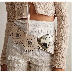 Free People Wildheart Studded Leather Belt Size M/L